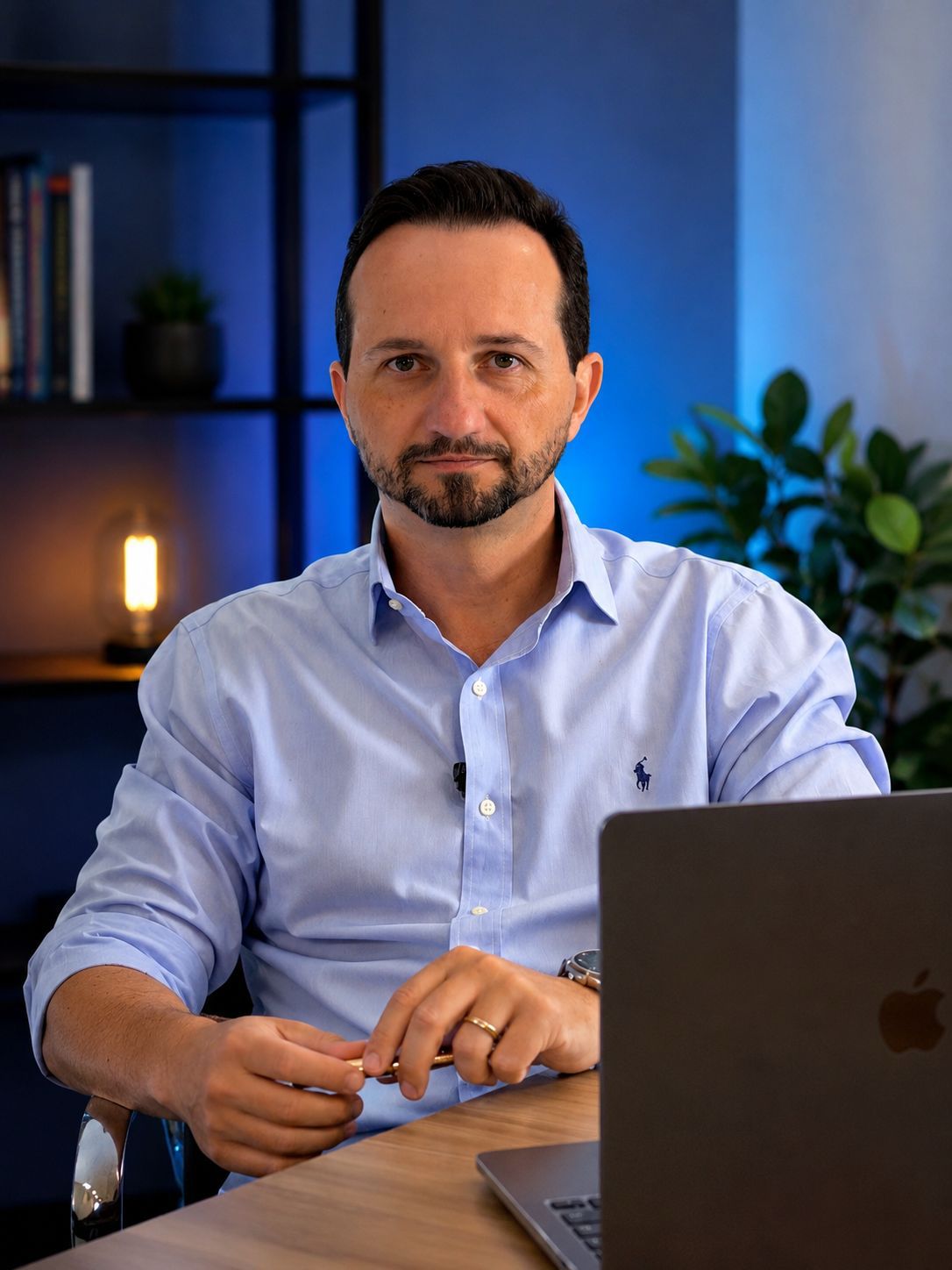 Ricardo Garcia, da Suporte & Capital, sentado à mesa de trabalho